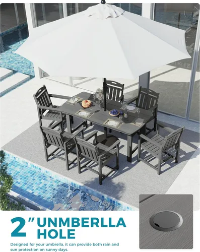 Miniatura 4 de Ciokea Silla de comedor para patio al aire libre, sillas de porche de gran tamaño de HDPE con asiento ancho, muebles de exterior duraderos para todo