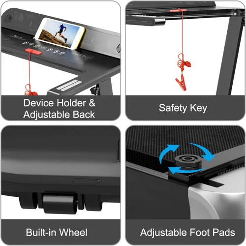 Miniatura 7 de Goplus Caminadora plegable, cinta de correr compacta superfit con control de aplicación, altavoz de dientes azules, 12 programas preestablecidos