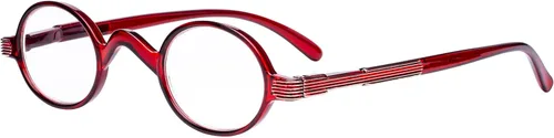 Eyekepper Gafas de Lectura Ovaladas Redondas para Mujeres y Hombres Pequeñas Vintage Lector Anteojos Mini con Bisagras de Resorte Rojo