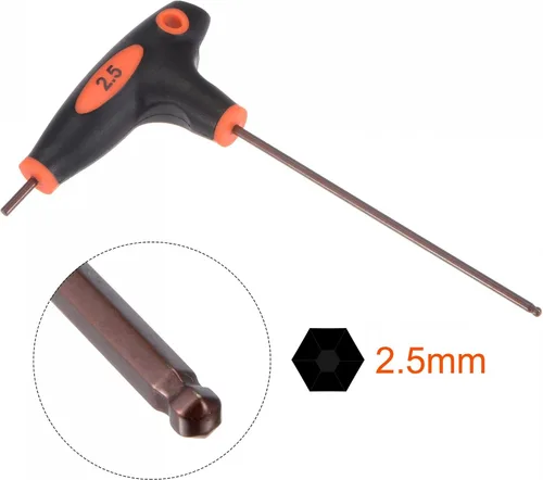 Miniatura 3 de uxcell Llave inglesa con mango en T de llave hexagonal de extremo de bola de 0.098 in, acero métrico S2