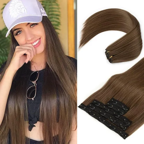 Miniatura 11 de REECHO Extensiones de cabello con pinzas, extensiones de cabello grueso y largo, extensiones de cabello sintético ligero para mujer, 24 pulgadas a