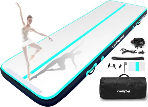 Miniatura 10 de Colchonetas hinchables de aire para gimnasia de 10, 13, 16 y 20 pies, pista de caída para niños, colchonetas de 4/8 pulgadas de grosor
