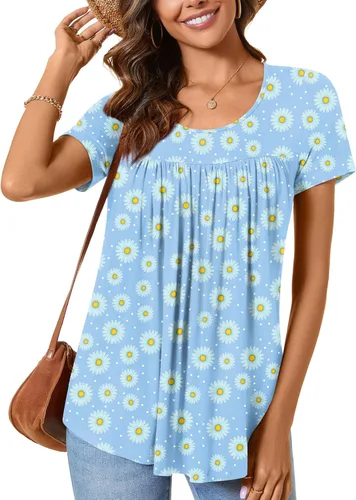Miniatura 2 de CATHY Blusa cómoda de verano para mujer, manga corta, holgada, para usar con leggings