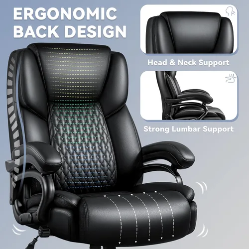 Miniatura 4 de Silla de oficina grande y alta, 500 libras, silla de cuero de oficina ejecutiva resistente para personas pesadas, silla de oficina ergonómica