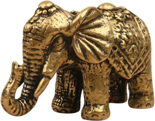 Estatua de elefante en miniatura de latón macizo, figura decorativa de animales de latón, símbolo de buena suerte, regalo ideal de colección, 2.05 x
