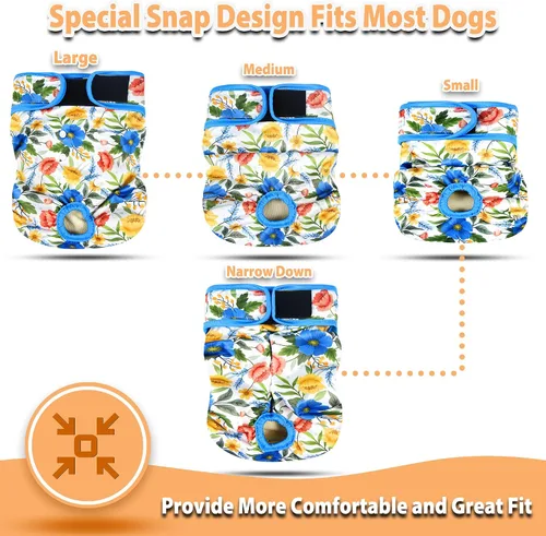 Miniatura 6 de Langsprit - Pañales lavables para perro hembra, sin fugas, reutilizables, para perritas en período, calzones altamente absorbentes con broches a