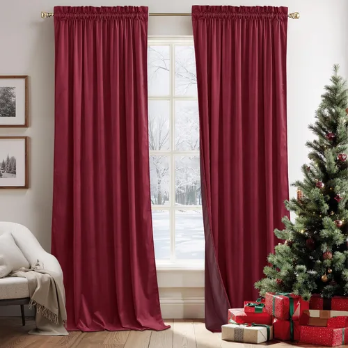 Miniatura 64 de RYB HOME Cortinas de terciopelo verde oliva de 72 pulgadas de largo, cortinas opacas con aislamiento térmico, tratamiento de ventana, decoración