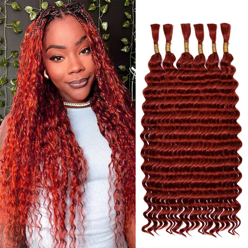 Miniatura 23 de Cabello bohemio para trenzar de 18 pulgadas, 2 paquetes de cabello ondulado profundo a granel para trenzas bohemias, sin trama, extensiones