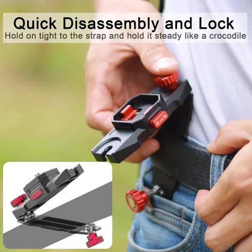 Miniatura 5 de Taisioner Clip para cámara con placa Sistema de abrazadera de captura de liberación rápida, soporte de correa para mochila CanonSony, Nikon, DSLR