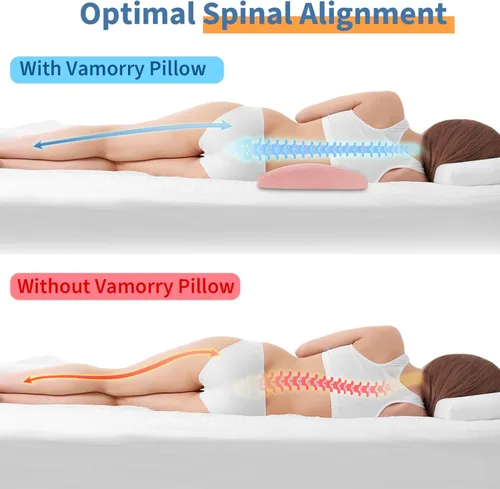 Miniatura 4 de Almohada de apoyo lumbar para aliviar el dolor de espalda: almohada de espalda baja para dormir - Almohada de cintura de espuma viscoelástica - Rosa
