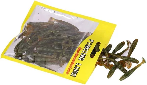 Miniatura 8 de 50 señuelos de pesca suaves de 2.0 in, cebo de pesca de plástico, cola en T, cebos para gusanos, accesorios de aparejos de pescado, 9