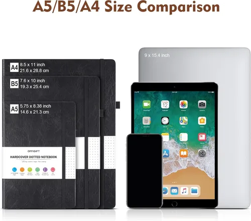 Miniatura 5 de Cuaderno de puntos con viñetas, 312 páginas numeradas A5, cuadernos punteados de tapa dura, cuaderno de 3.53 oz/yd² con páginas de índice, diario