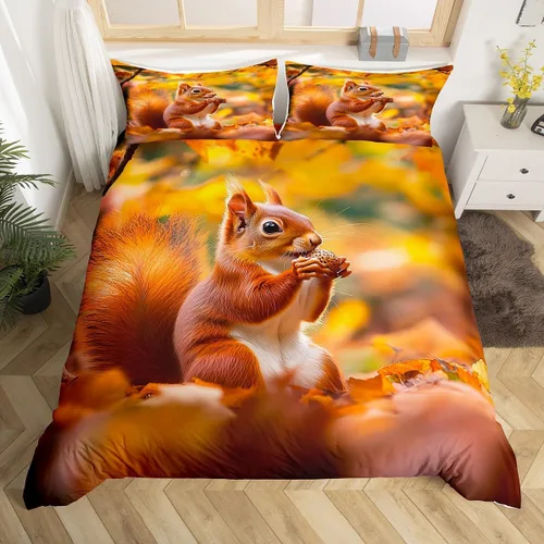 Miniatura 22 de Erosebridal Juego de funda de edredón individual de pavo de Acción de Gracias, juego de ropa de cama de calabaza y hojas de otoño para niños