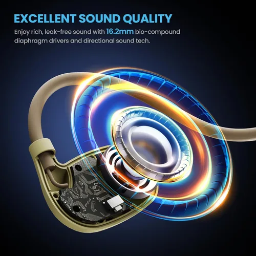 Miniatura 3 de BASN AirS1 - Auriculares de oreja abierta, Bluetooth 5.3 conducción de aire, auriculares deportivos ENC con sonido premium y llamadas claras, IPX5
