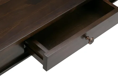 Miniatura 10 de SIMPLIHOME Carlton Mesa de café – Mesa de cóctel de transición de madera maciza de 44 pulgadas de ancho en marrón tabaco oscuro, mesa clásica