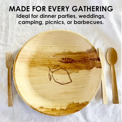 Miniatura 4 de NEATtable Platos de hoja de palma Diseño de limón Desechables y compostables Ecológicos y 100% naturales Ideal para eventos al aire libre