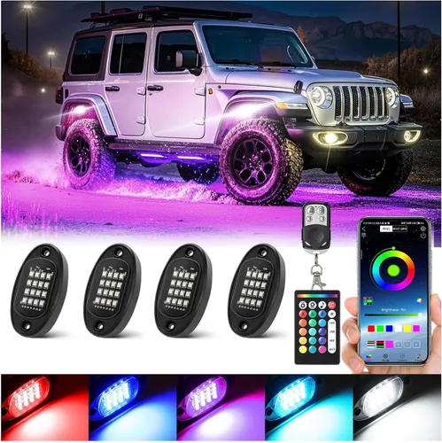 Miniatura 8 de 6 cápsulas de luces LED de aleación para UTV, ATV, carrito de golf, camioneta RZR todoterreno, kit de neón RGB multicolor impermeable actualizado