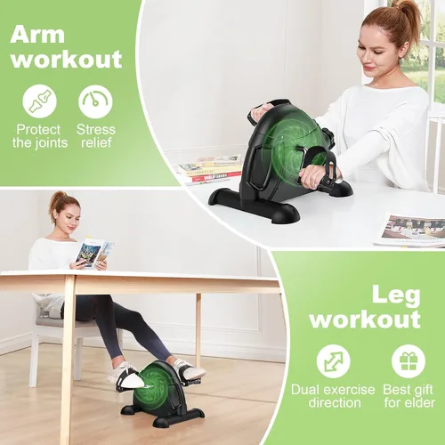 Miniatura 4 de FEIERDUN Mini bicicleta de ejercicio, ejercitador de pedal de bicicleta debajo del escritorio para ejercicio de brazos/piernas, ciclo de escritorio