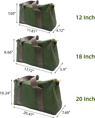 Miniatura 2 de Bolsa de herramientas de lona de boca ancha de 14 pulgadas, bolsas de almacenamiento de herramientas de gran capacidad para hombres, bolsa de Verde