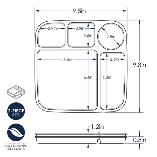 Miniatura 5 de Nordic Ware Bandeja dividida para comidas, juego de 2, color blanco, polipropileno apto para microondas