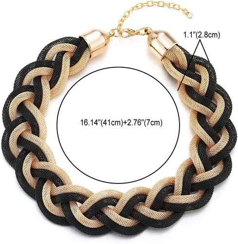 Miniatura 3 de COOLSTEELANDBEYOND Collar llamativo, collar trenzado con cable hueco grande, gargantilla para vestido de graduación