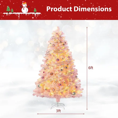 Miniatura 6 de Erivess Árbol de Navidad Artificial de 6 Pies, Árbol de Navidad con Nieve Artificial con 1000 Puntas de Rama, Bisagras de Metal y Base Plegable