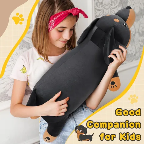 Miniatura 8 de Peluche de Perro Salchicha Negro Gigante de 30'' - Animal de Peluche de Perro Weiner Grande, Almohada de Peluche, Peluches, Juguete de Peluche