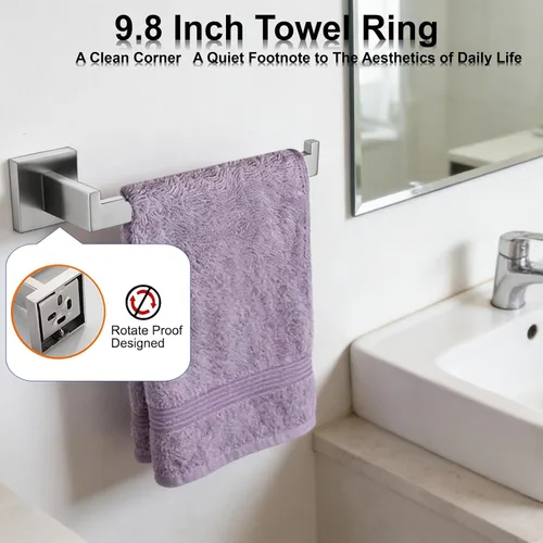 Miniatura 3 de Juego de Herrajes de Baño de 10 Piezas Níquel Cepillado Juego de Accesorios de Baño SUS304 Juego de Barras para Toallas Incluye 2 Barras
