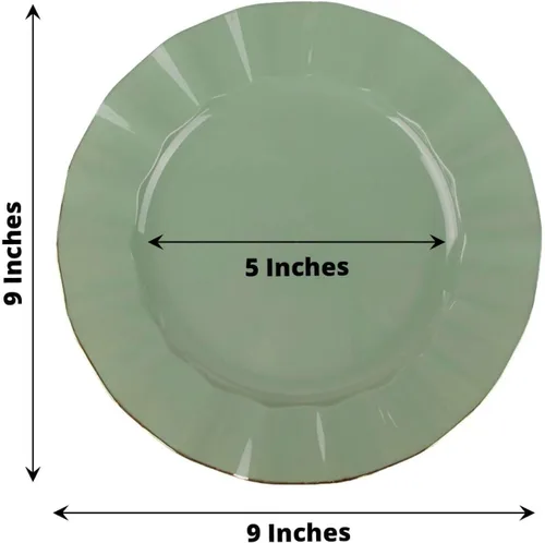 Miniatura 101 de Tableclothsfactory Paquete de 10 platos redondos de plástico negro de 6 pulgadas para ensalada de postre, platos desechables con borde ondulado