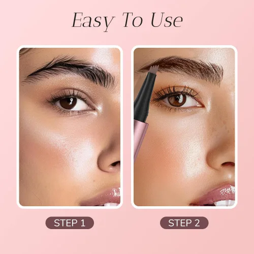 Miniatura 4 de 2 lápices de cejas impermeables, 4 puntas, maquillaje natural, trazo fino, mágico, 3D, microblading para mujeres (marrón oscuro)