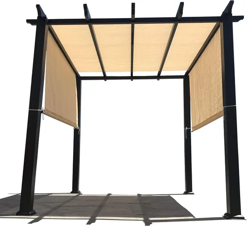 Toldo de repuesto universal para pérgola con tela de polietileno de alta densidad transpirable y bolsillos para barra para pérgola de 10 x 10 pies,