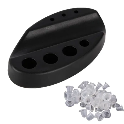 Hipifans Soporte para tazas de tinta de tatuaje y 20 tapas de tinta de tatuaje, hisopos de algodón para tatuajes, organizador de pigmentos, soporte