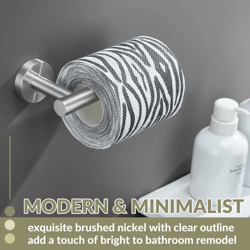 Miniatura 3 de APLusee Soporte de papel higiénico de níquel cepillado, soporte de papel higiénico de acero inoxidable 304 para pared de baño, dispensador de rollos