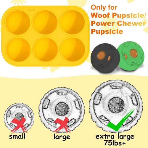 Miniatura 2 de BABORUI Moldes de silicona para golosinas de perro de 6 cavidades con tapa para Woof Pupsicle XLarge de hasta 75 libras, aptos para lavavajillas