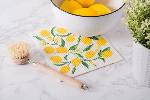Miniatura 5 de DII Paños suecos para cocina y limpieza, reutilizables, lavables a máquina y aptos para lavavajillas, biodegradables, 7.75 x 6.75, limones, 3