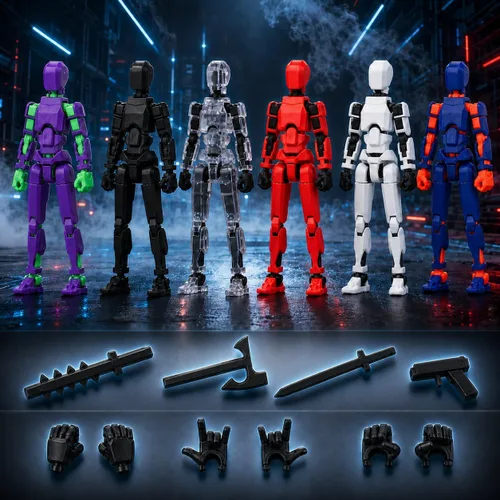 Miniatura 3 de Juego de 13 figuras de acción, 6 figuras de acción T-Robot 13, Titan 13, juguetes impresos en 3D articulados, para entusiastas del modelaje, etc.