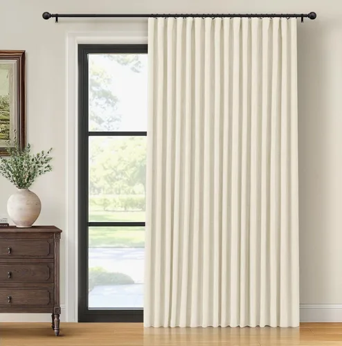 Miniatura 16 de INOVADAY Cortinas térmicas para puerta corredera 100% opacas para dormitorio, cortinas de puerta corrediza de vidrio extra anchas para patio, lino