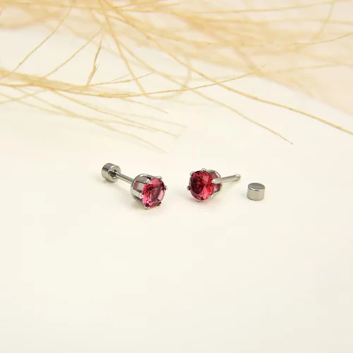 Miniatura 4 de Juego de 12 pares de aretes de tuerca de acero inoxidable quirúrgico chapados en oro de 18 quilates, parte trasera plana con rosca trasera