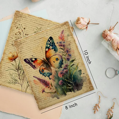 Miniatura 3 de HRQKO Juego de 4 pósteres de arte de pared de mariposa floral vintage, arte de pared floral, arte de pared retro, póster de impresión de mariposas