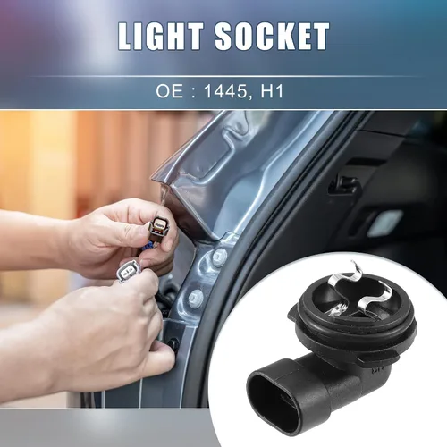 Miniatura 2 de Soporte de bombilla antiniebla Socket 1445 H1 para vehículo de automóvil de plástico negro