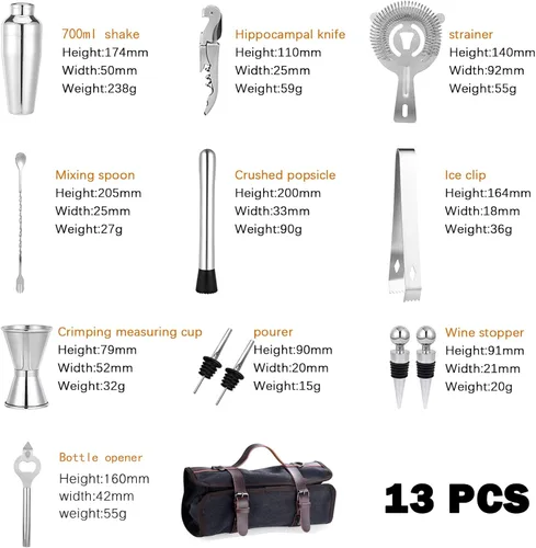 Miniatura 6 de Bolsa de bartender portátil para viajes, bolsa de canvas para barman, kit de bar para llevar herramientas de bar, almacenamiento perfecto