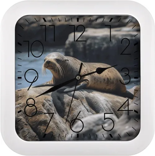 Miniatura 22 de 10" Square Modern Wall Clock,Americana Flag Deer Print Kitchen Clocks Wall Battery Operated,Silent Non Ticking Unique Funny Cute Wall Clock for