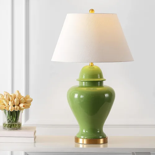 Miniatura 2 de JONATHAN Y JYL6618A - Lámpara de mesa moderna de cerámica verde de 33 pulgadas para sala de estar, lámpara de noche tradicional para entrada