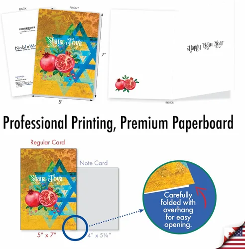 Miniatura 4 de The Best Card Company - Juego de 12 tarjetas de felicitación Rosh Hashanah a granel con sobres de 5 x 7 pulgadas (1 diseño, 12 cada uno) tarjetas