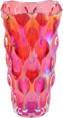 Florero de cristal rojo grueso de 9.5 pulgadas de alto para decoración del hogar, comedor, mesa de boda, oficina, vacaciones, fiesta, centro de mesa