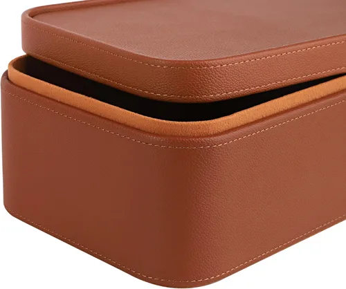 Miniatura 8 de HofferRuffer Cajas de almacenamiento decorativas de piel sintética, cestas de almacenamiento a prueba de polvo con tapas y bandejas, contenedores