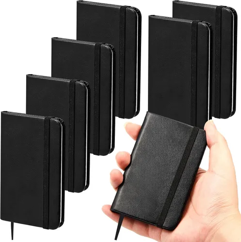 Miniatura 20 de Qeeenar Paquete de 10 cuadernos de bolsillo de cuero de tapa dura, mini diarios rayados de 4 x 2.5 pulgadas, diseño de hojas doradas, 50 hojas