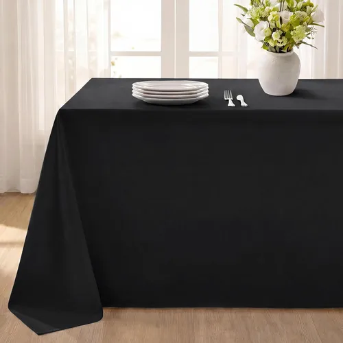 Miniatura 31 de Softalker Mantel rectangular, impermeable y resistente a las manchas, de tela, sin arrugas, lavable, cubierta de mesa de poliéster de 6.19 onzas por