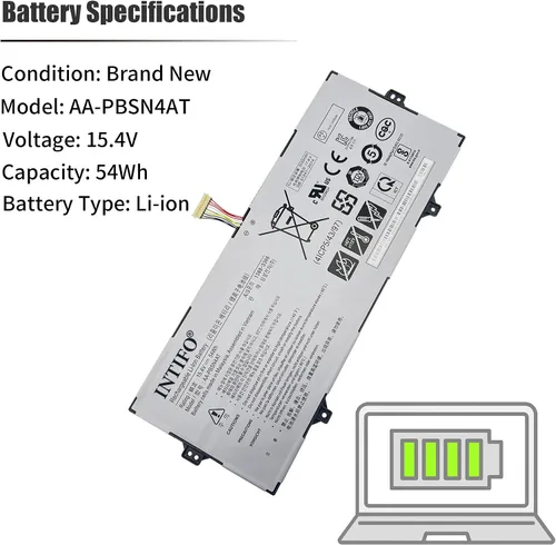 Miniatura 3 de 54Whr AA-PBSN4AT - Batería para portátil compatible con Samsung Galaxy Book de 15.6 pulgadas, NP750TDA NP750TDA-XD1US NP750TDA-XD2US NP750XDA-KD1US