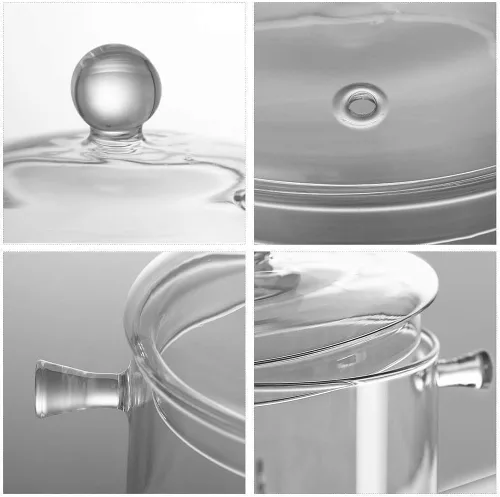 Miniatura 3 de Olla de vidrio de 1600ml con tapa, olla de cocina para estufa y sartén con tapa y asa, olla transparente para cocinar a fuego lento, olla de sopa